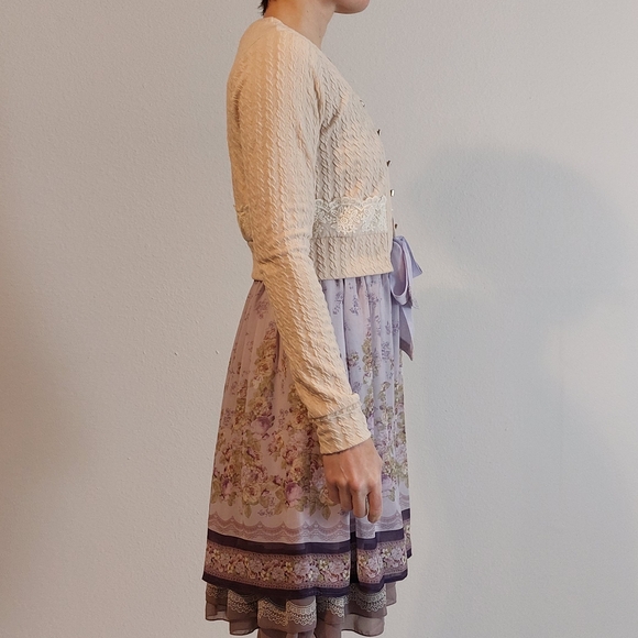 Liz Lisa Kawaii Cropped Beige Cable Knit Cardigan Size Small - Picture 10 of 11